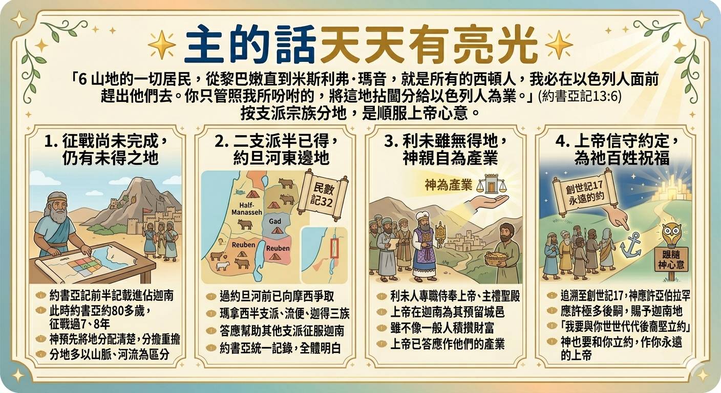 🌟主的話天天有亮光🌟　按支派宗族分地，是順服上帝心意。